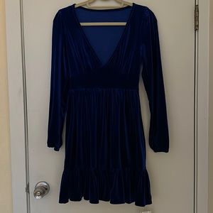 Royal blue velvet dress